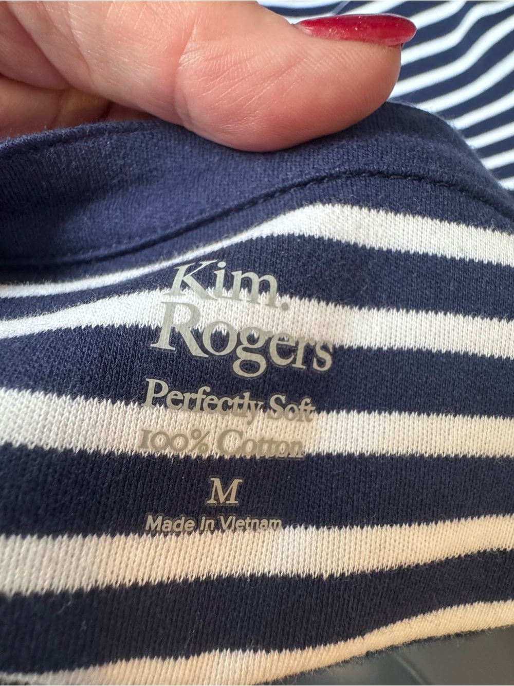 NWT Kim Rogers Navy/ White Striped Casual Summer Dress   MEDIUM    #CL - Picture 6 of 8
